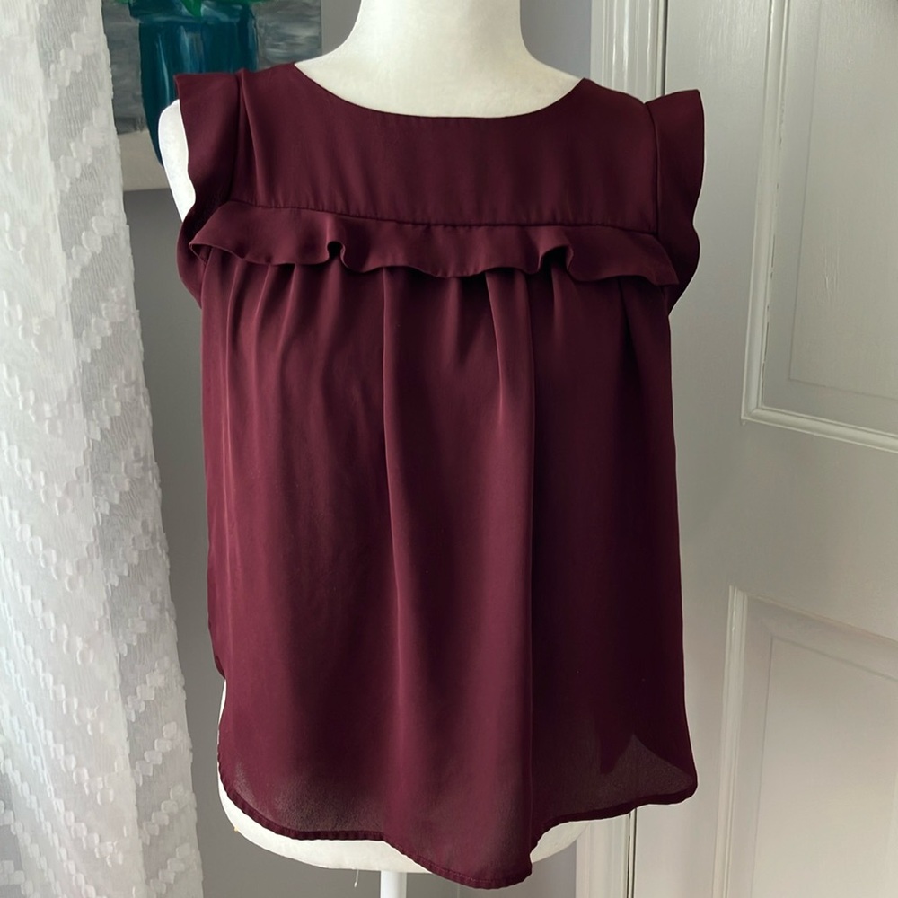LOFT cranberry summer work top blouse Small Petite